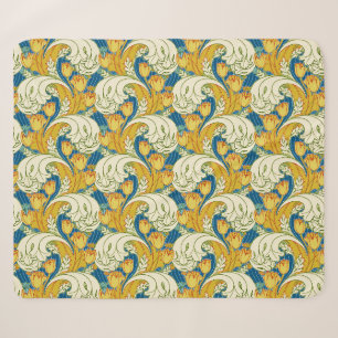 William Morris Stil Türkis & Gold Tulpen Blumen Ku Sherpadecke