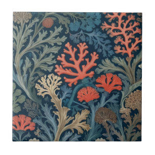 William-Morris-Stil Unterwasser Meer Ozean Koralle Fliese
