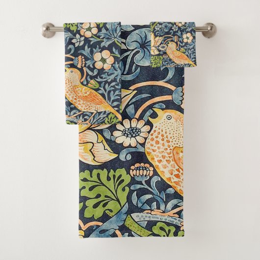 William Morris Strawberry Dieb Blumenmuster Badhandtuch Set (Insitu)