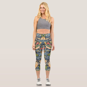 William Morris Strawberry Dieb Blumenmuster Capri Leggings