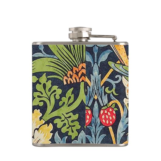 William Morris Strawberry Dieb Blumenmuster Flachmann (Rückseite)