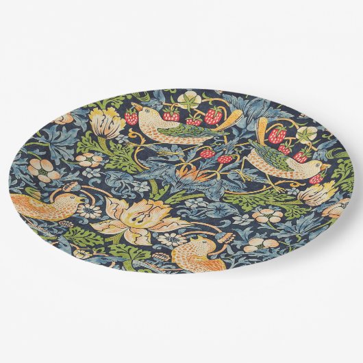 William Morris Strawberry Dieb Blumenmuster Pappteller (Schrägansicht)