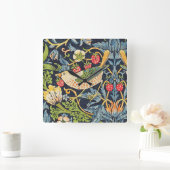 William Morris Strawberry Dieb Blumenmuster Quadratische Wanduhr (Zuhause)