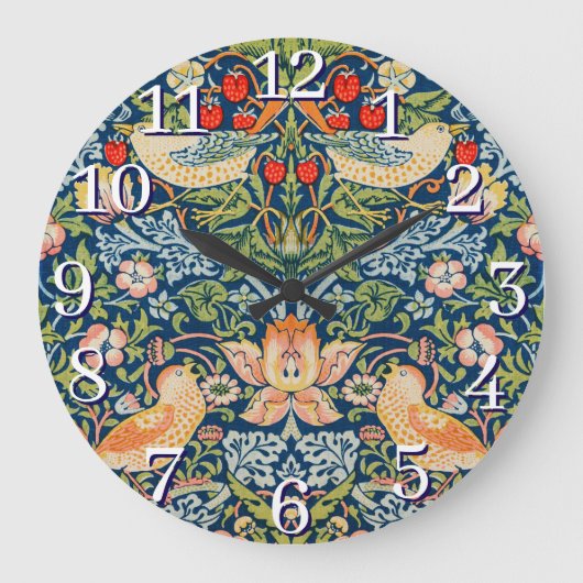 William Morris Strawberry Dieb Wall Clock Große Wanduhr (Vorderseite)