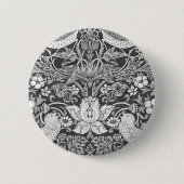 William Morris Strawberry Diief Black and White Button (Vorderseite)