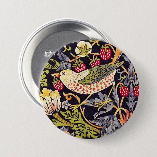 William Morris Strawberry Diief Floral Art Nouveau Button (Vorne & Hinten)