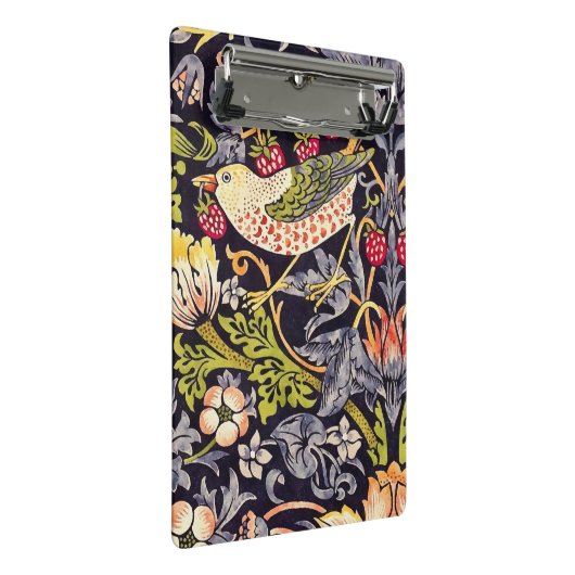 William Morris Strawberry Diief Floral Art Nouveau Mini Klemmbrett (Schrägansicht)