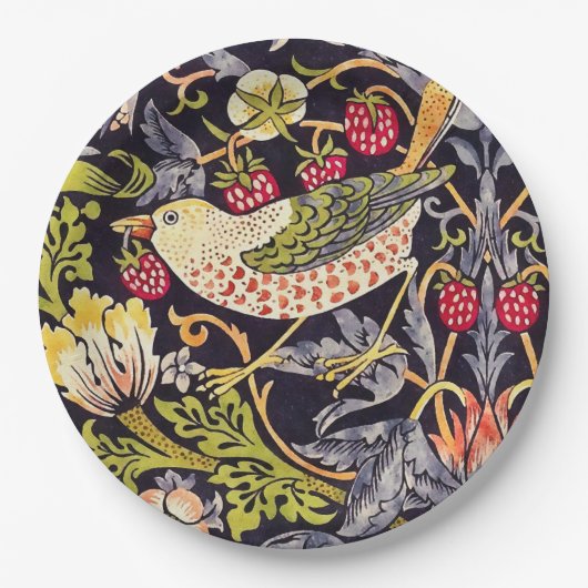 William Morris Strawberry Diief Floral Art Nouveau Pappteller (Vorderseite)