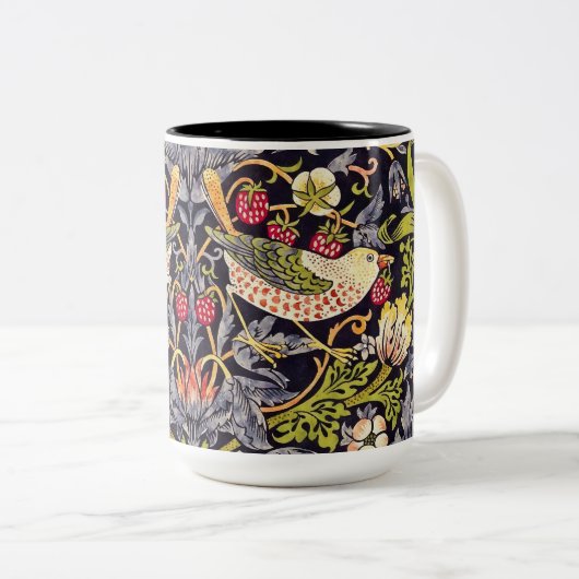 William Morris Strawberry Diief Floral Art Nouveau Zweifarbige Tasse (VorderseiteRechts)