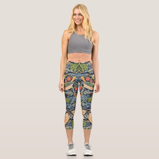 William Morris Strawberry Diief Floral Pattern Capri Leggings (Vorderseite)