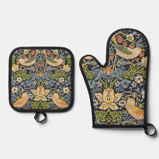 William Morris - Strawberry Diief Floral Pattern Ofenhandschuh & Topflappen-Set (Vorderseite)