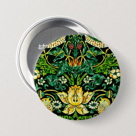 William Morris Strawberry Diief Green und Orange Button (Vorne & Hinten)