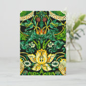 William Morris Strawberry Diief Green und Orange Einladung (Stehend Vorderseite)