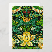 William Morris Strawberry Diief Green und Orange Einladung (Vorne/Hinten)