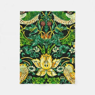 William Morris Strawberry Diief Green und Orange Fleecedecke