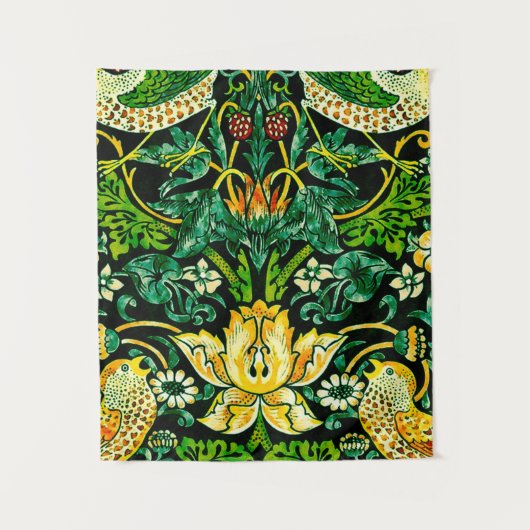 William Morris Strawberry Diief Green und Orange Wandteppich (Vorderseite)