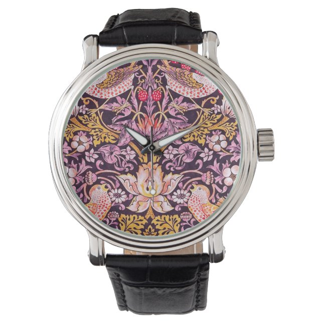 William Morris Strawberry Diief Lila Version Armbanduhr (Vorderseite)