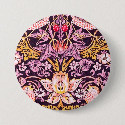 William Morris Strawberry Diief Lila Version Button (Vorderseite)