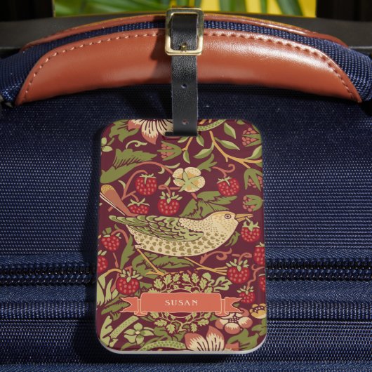 William Morris Strawberry Diief Luggage Tag Gepäckanhänger (Vorderseite Insitu 2)