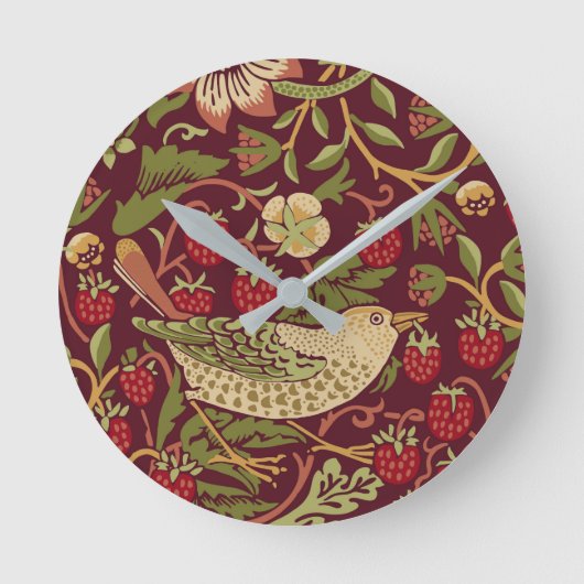 William Morris Strawberry Diief Round Clock Runde Wanduhr (Vorderseite)