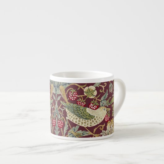 William Morris Strawberry Diief Textile Pattern Espressotasse (Vorderseite Rechts)