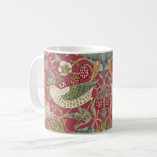 William Morris Strawberry Diief Textile Pattern Kaffeetasse (Vorderseite Links)