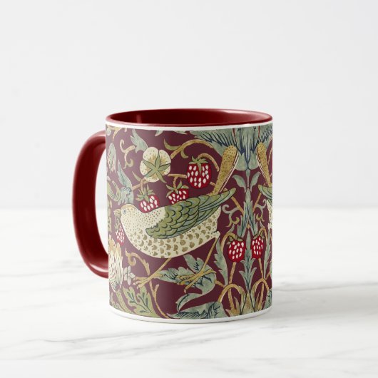 William Morris Strawberry Diief Textile Pattern Tasse (Vorderseite Links)