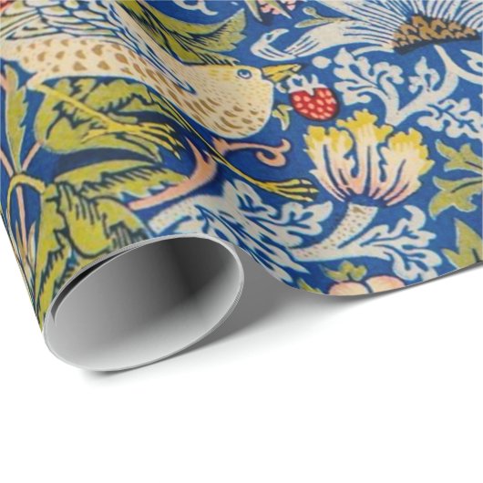 William Morris Strawberry Diief Vogel Geschenkpapier (Rolleneckpunkt)