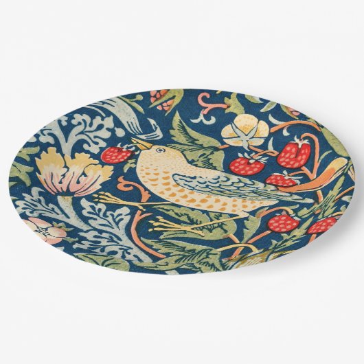 William Morris Strawberry Diief Vogel Pappteller (Schrägansicht)