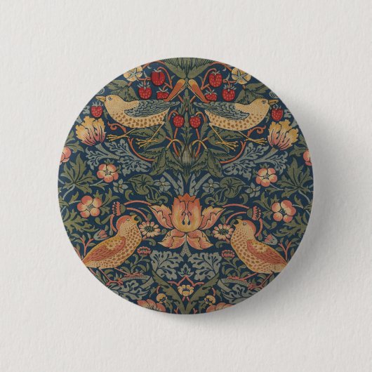 William Morris Strawberry Dives Birds Button (Vorderseite)