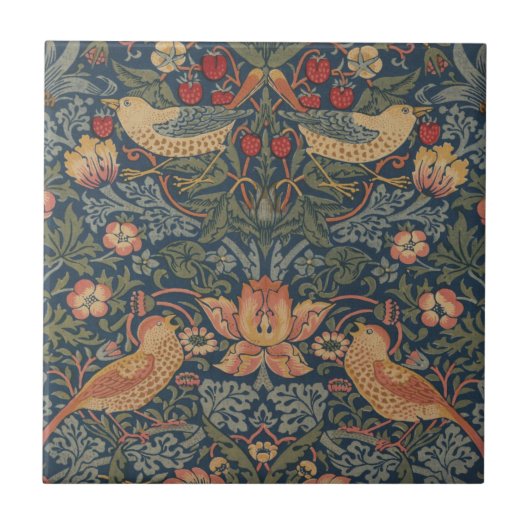 William Morris Strawberry Dives Birds Fliese (Vorderseite)