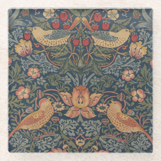 William Morris Strawberry Dives Birds Glasuntersetzer (Vorderseite)
