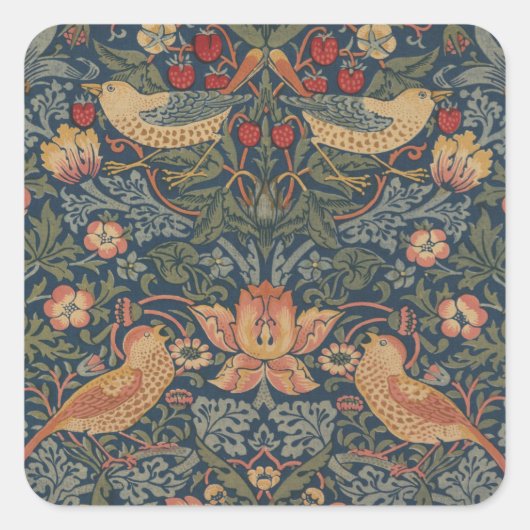 William Morris Strawberry Dives Birds Quadratischer Aufkleber (Vorderseite)