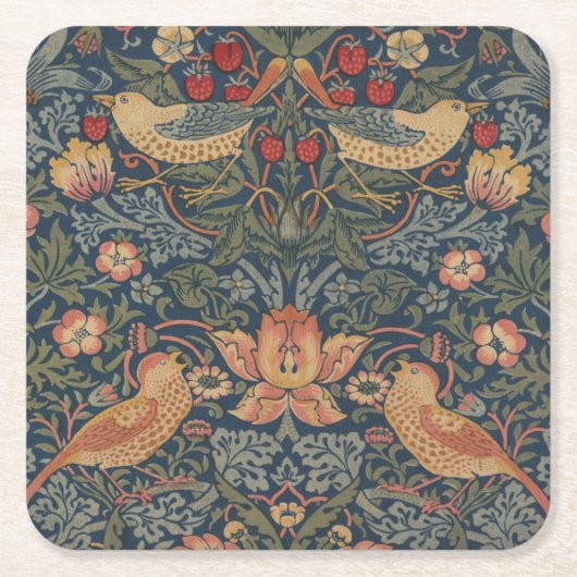 William Morris Strawberry Dives Birds Rechteckiger Pappuntersetzer (Vorderseite)
