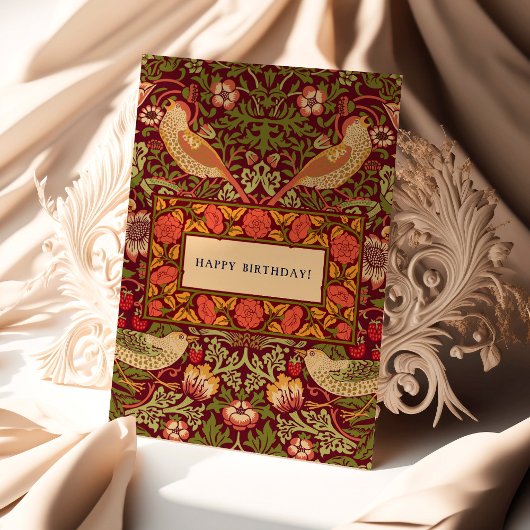 William Morris Strawberry Thief Birthday Card Karte