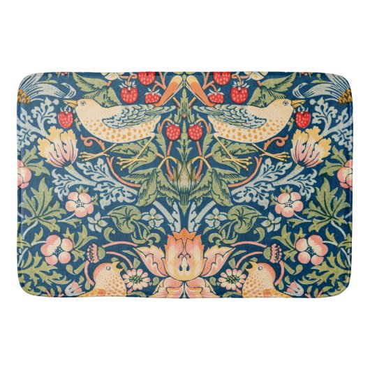 William Morris Strawberry Thief Blumenmuster Badematte (Vorderseite)