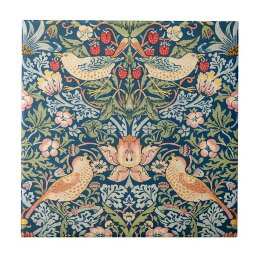William Morris Strawberry Thief Blumenmuster Fliese (Vorderseite)