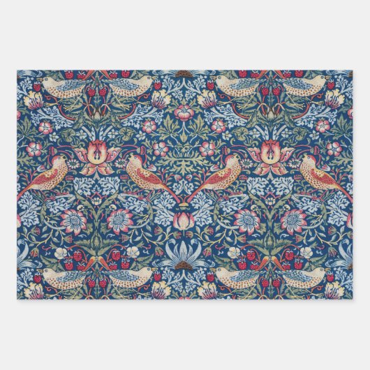 William Morris Strawberry Thief Blumenmuster Geschenkpapier Set (Vorderseite)