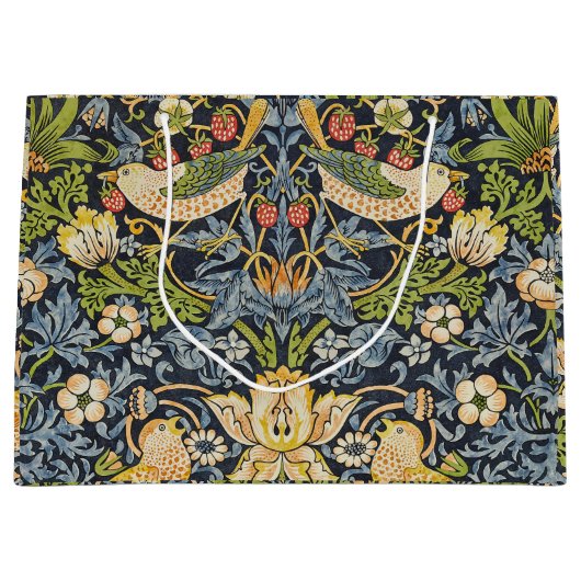 William Morris - Strawberry Thief Blumenmuster Große Geschenktüte (Vorderseite)