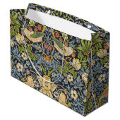 William Morris - Strawberry Thief Blumenmuster Große Geschenktüte (Rückseite Schrägansicht)