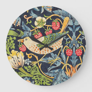 William Morris Strawberry Thief Blumenmuster Große Wanduhr