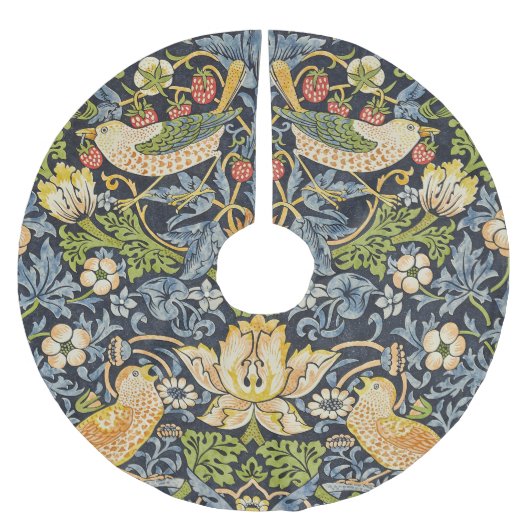 William Morris - Strawberry Thief Blumenmuster Polyester Weihnachtsbaumdecke (Vorderseite)