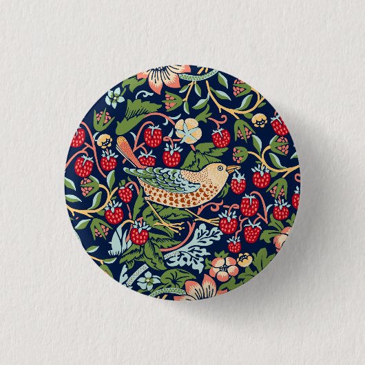William Morris Strawberry Thief Button (Vorderseite)