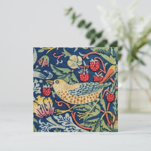 William Morris - Strawberry Thief Dankeskarte (Stehend Vorderseite)