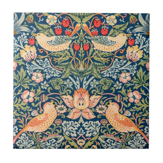 William Morris Strawberry Thief Design Fliese (Vorderseite)