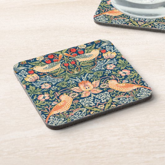 William Morris Strawberry Thief Design Getränkeuntersetzer (Linke Seite)