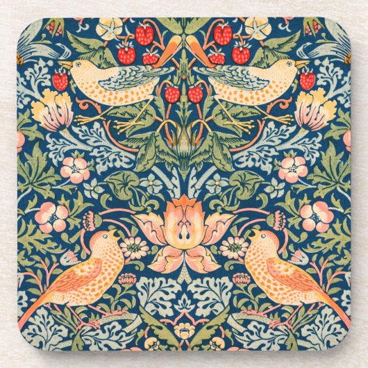 William Morris Strawberry Thief Design Getränkeuntersetzer (Vorderseite)