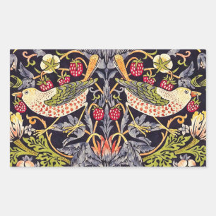 William Morris Strawberry Thief Floral Art Nouveau Rechteckiger Aufkleber