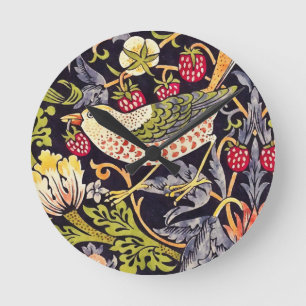 William Morris Strawberry Thief Floral Art Nouveau Runde Wanduhr
