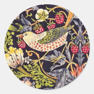 William Morris Strawberry Thief Floral Art Nouveau Runder Aufkleber